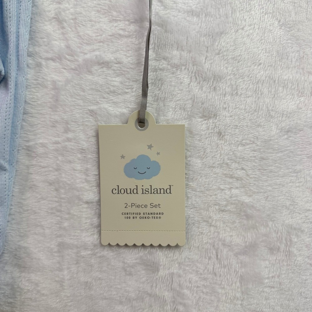 Cloud Island Baby Boys 6-9M Blue Pointelle Henley Bodysuit and Pants 2pc Set NEW - Picture 6 of 6
